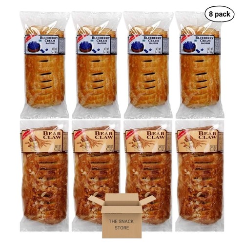 The Snack Store Variety Bon Appetit Blueberry Cream & Bear Claw Danish (8 Pack)