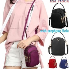 Women Small 3-Grids Cell Phone Purse Wallet Case Shoulder Bag Cross-body Pouch