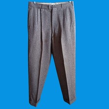 Vintage Mens 32x30 Fleck Tweed Pleated Trousers Wool 1950's Hollywood Loops MCM