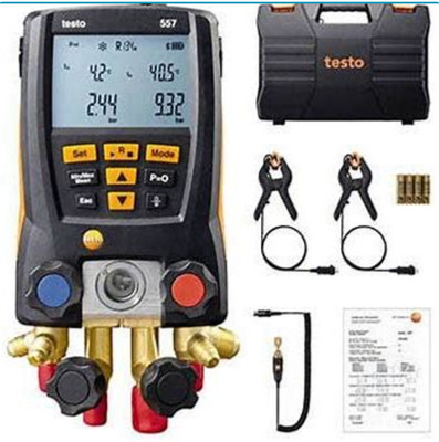 Testo 557S Digital Manifold Gauge Set 4-Valve with Hoses and Carrying Case