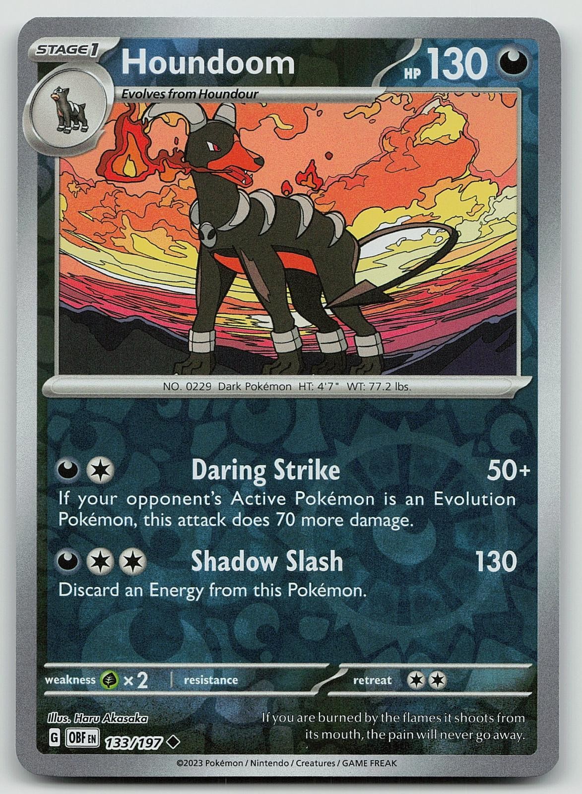 Pokemon Houndoom 133/197 Obsidian Flames Uncommon Reverse Holo NM