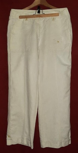 Women Brax Trousers White Linen 44 / XXL / 52