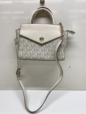 Michael Kors Women's Hudson White Monogram Crossbody Strap Satchel Bag