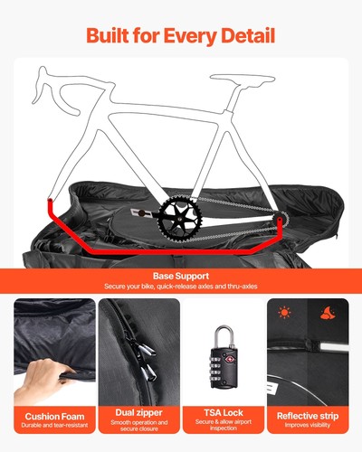 Wheeled Triathlon Bike Case: TSA Lock, Wheel Compartments, 42in Fit - Picture 5 of 11