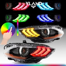 Pair RGB LED Headlights For Ford Mustang 2018-2023 Head Front Lamps Assembly