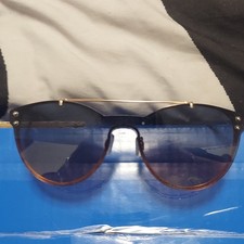 Women's Versace Aviator Sunglasses Gold Metal Frame Blue Tinted Lenses