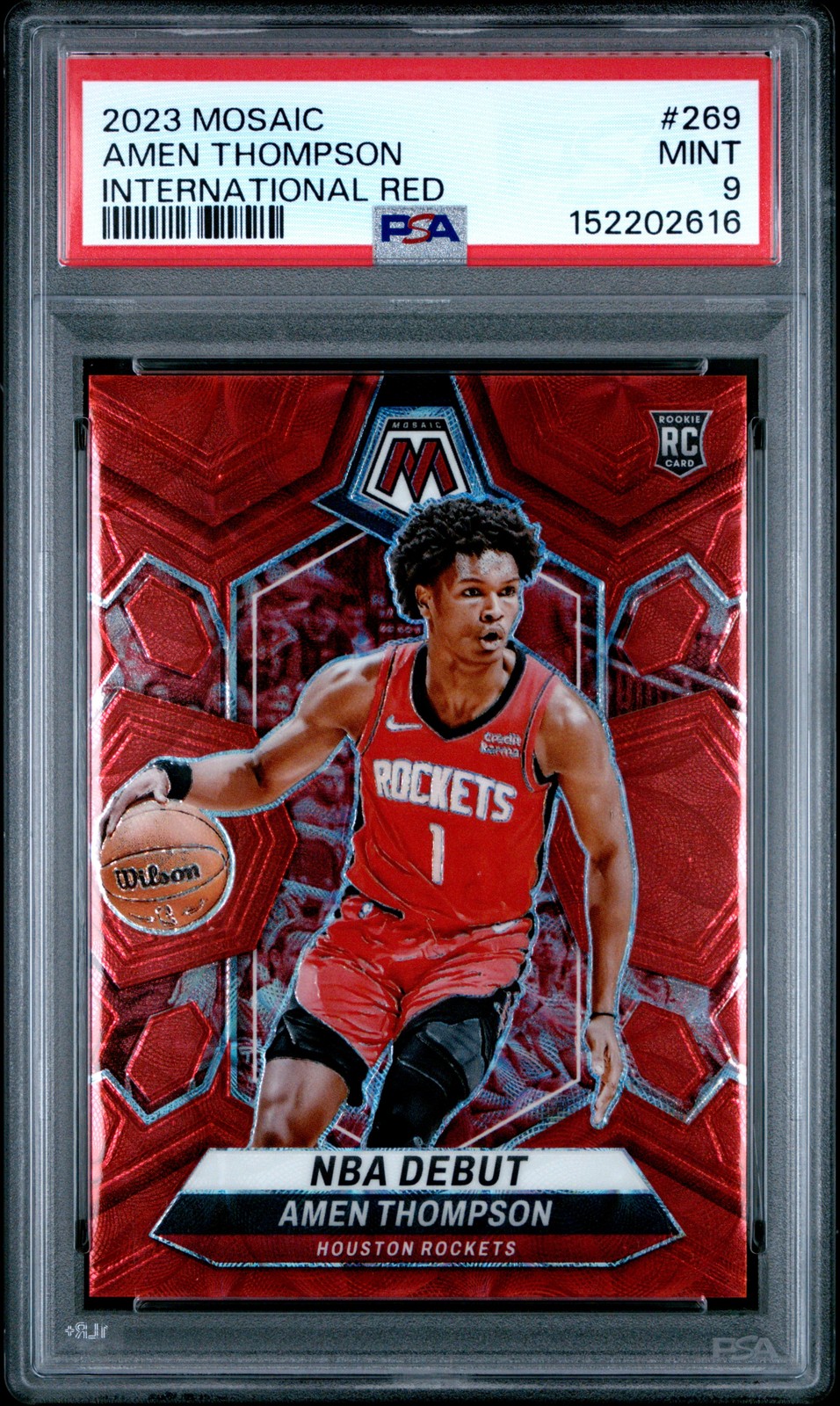 2023 PANINI MOSAIC INTERNATIONAL RED #269 AMEN THOMPSON 22/75 PSA 9