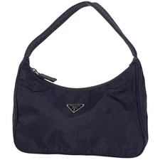 PRADA Plate Handbag Nylon Purple 22.5cm #BS2105