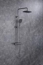 Gun Metal Thermostatic Shower Set – Rainfall Head + Handheld Modern