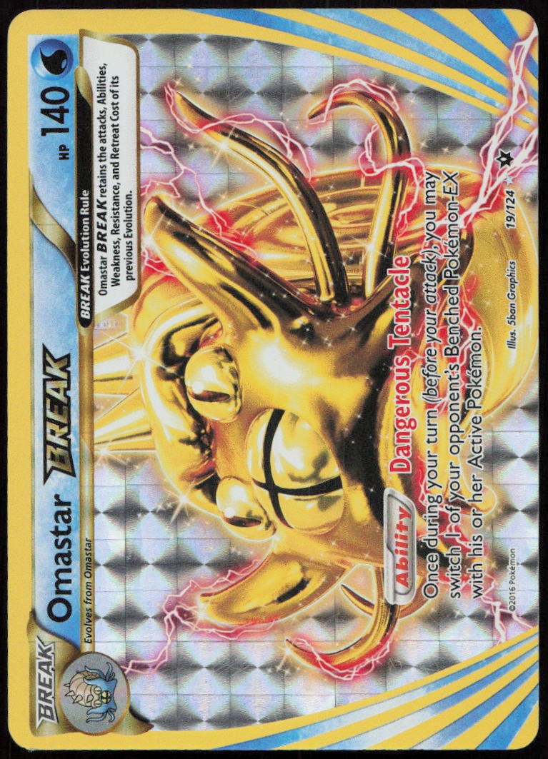 Omastar BREAK 19/124 LP Fates Collide BREAK Rare Holo Pokemon