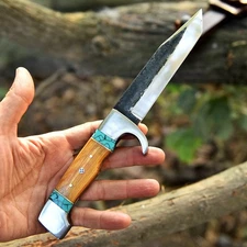 Custom Hand forged High Carbon 1095 Steel Hunting Knife Olive Wood Handle