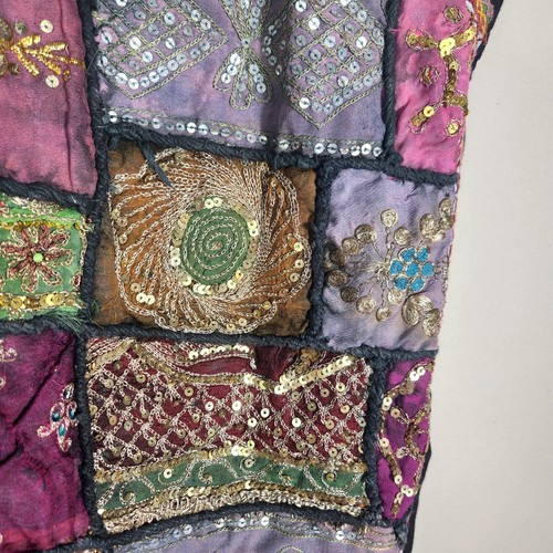Chaleco Limitado Vintage Patchwork Lentejuelas Mujer Talla M/L Y2k Años 90 Colorido - Imagen 3 de 7