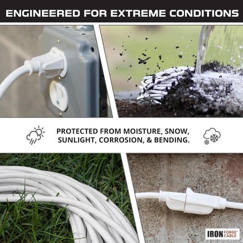 3 Ft Outdoor Extension Cord - 16/3 SJTW Durable White Electrical Cable - 第 3/8 張圖片