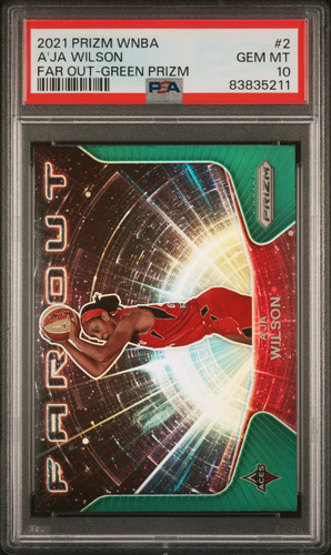 A'ja Wilson [Green Prizm] #2 2021 Panini Prizm WNBA Far Out card
