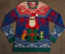 Jolly Sweaters Ugly Christmas Sweater Santa Claus Beer Pocket Sweater Men's S