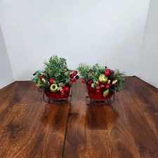 Christmas Sleigh Centerpiece Set of 2