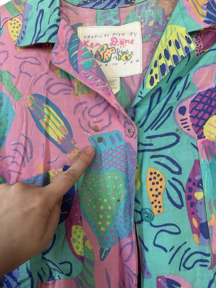 De Colección Ken Hecho Pequeño Estampado Completo Camiseta Pantalones Cortos Conjunto Arte Pop Para Usar Peces Tropicales Foto 3 de 4