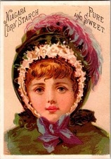 Antique Victorian Trade Card - Niagara Corn Starch - Pure and Sweet - Girl 