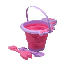 Collapsible Beach Bucket and Spade Set - Foldable Pink Unicorn Design