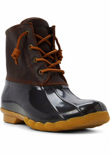 SPERRY Saltwater Waterproof Duck Boots Tan/Navy US 5 M STS91175