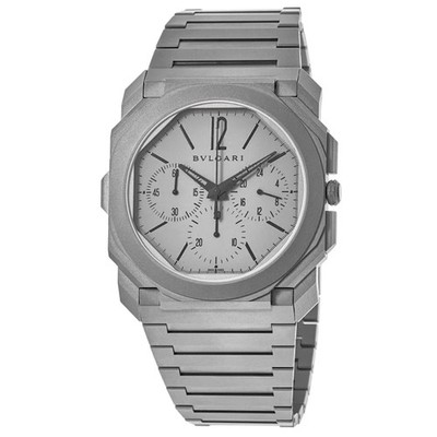 New Bulgari Octo Finissimo Grey Chronograph Dial Ttanium Men's Watch 103068