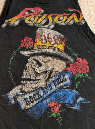 Poison Herren Large schwarz 100 % Baumwolle ärmellos Band Grafik T-Shirt 24 - Bild 3 von 4