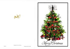 Vtg Christmas Card Gail Flores Art Tree Presents Greeting Blank Made in USA