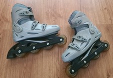 Decathlon Oxelo V200 Inline Skates UK 7.5 Grey Blue Adult Rollerblades