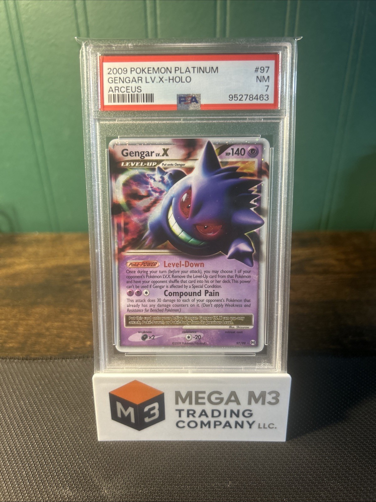 2009 POKEMON PLATINUM ARCEUS #97 GENGAR LV.X-HOLO PSA 7