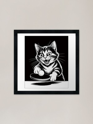 Tischtennis Tischtennis Katze gerahmt ein gerahmtes Wandbild Poster Leinwanddruck Bild