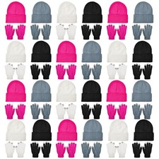 48 Pcs Bulk Winter Knit Beanies Gloves Men Women Warm Beanie Touchscreen Glov...