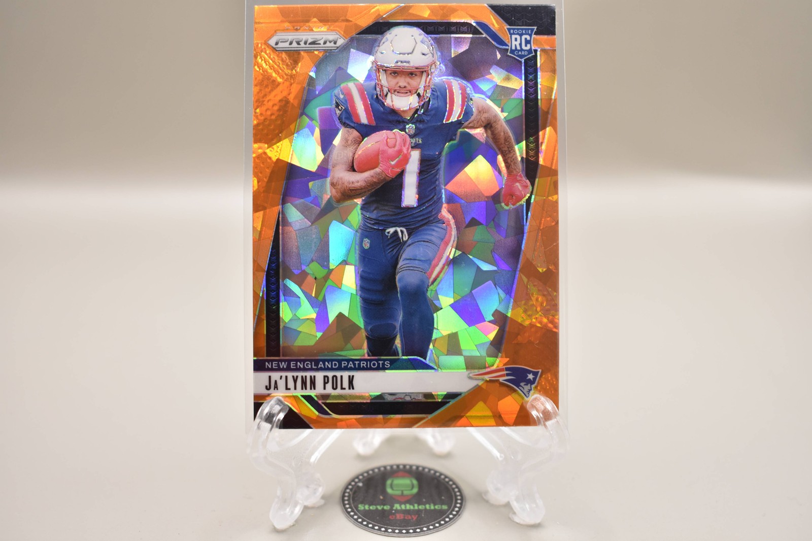 Ja'Lynn Polk Patriots 2024 Panini Prizm Orange Cracked Ice Rookie RC #339