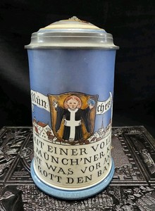 Antique Mettlach Villeroy Boch Beer Stein 1 L  Town Of Munich Monk 2002