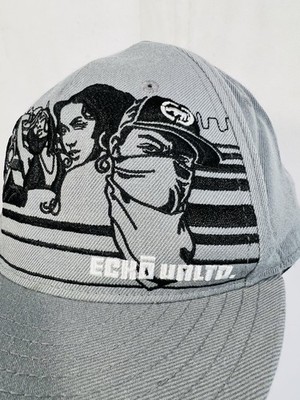 超ビンテージECKO UNLTDキャップ ホワイトロゴ Vintage Ecko Unltd Fitted Hat Cap 7 5/8 Embroidered Rapper Hip Hop