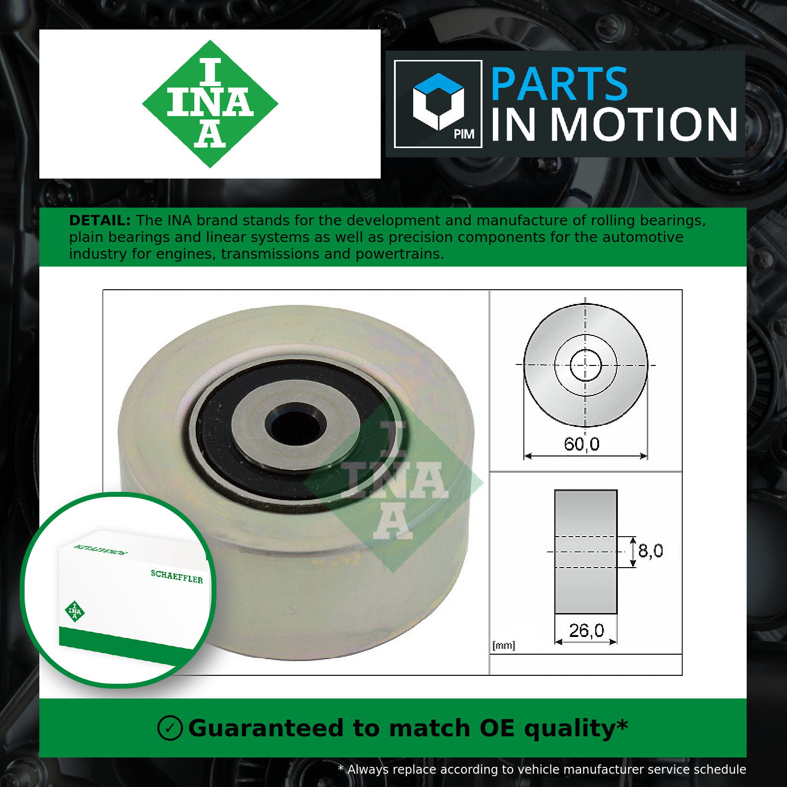 Aux Belt Idler Pulley fits CITROEN C2 JM 1.6 2003 Guide Deflection INA Quality