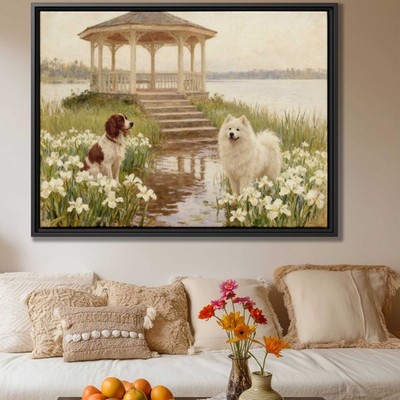 Dog Springer Spaniel Art Canvas Print Floral Still Life Rustic Wall Decor