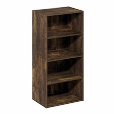 Industrial 4 Shelf Bookcase Bookshelf Wood Storage Book Display Shelving Rack