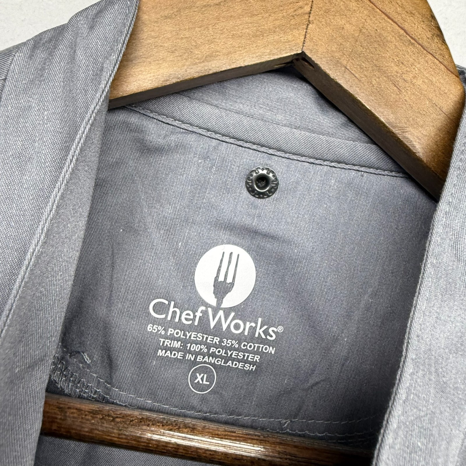 Chef Works Shirt Men's XL Gray Double Breasted Bistro Polyester Cotton NEW