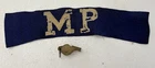 US Army WW2 Military Police Felt Armband Brass Whistle