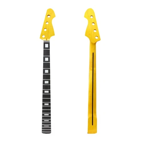 Bass Guitar Neck DIY Yellow Paint 21 Fret 34inch Rosewood Fretboard Block Inlay