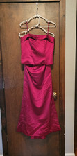 VTG Y2K After Six Satin 2 Piece Formal Gown Crimson Red Skirt Set Sz 12