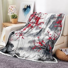 DYNH Japanese Cherry Blossom Throw Blanket, Asian Nature 50X60, Multi3