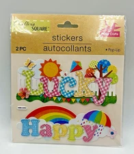 Crafter’s Square Lucky & Happy Pop-Up Stickers 2pc - Large Dimensional Titles