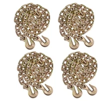 (4 Pack) 3/8" X 25' G70 Chain with grab hooks, WLL 6,600 lbs