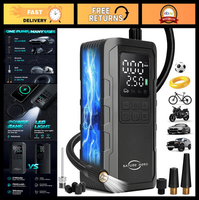 Portable Tire Inflator Air Compressor - 7500mAh, 150PSI Cordless Pump with Gauge