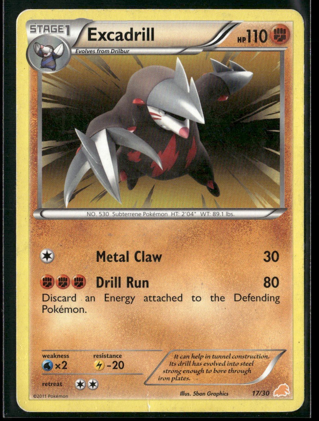 Excadrill (#17 Non-Holo) 17/30 BW Trainer Kit: Excadrill & Zoroark Pokemon DMG