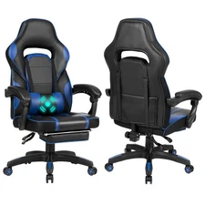 Gaming Chair PU Leather Office Racing Computer Chair Swivel Recliner Seat Blue