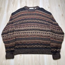 VTG Geoffrey Beene 3D Coogi Knit Style Sweater Mens Large Mohair Cotton Blend