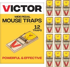 Victor M150-12 Metal Pedal Sustainably Sourced FSC Wood Snap Mouse Trap-12 Traps