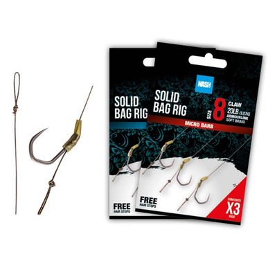 Nash Solid Bag Rig Barbed Size 4 6 8 - 3 Stück Karpfenvorfach DA SALE